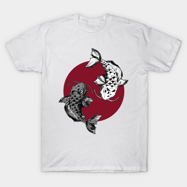 Japanese Koi Fish Circle T-Shirt by ZeichenbloQ